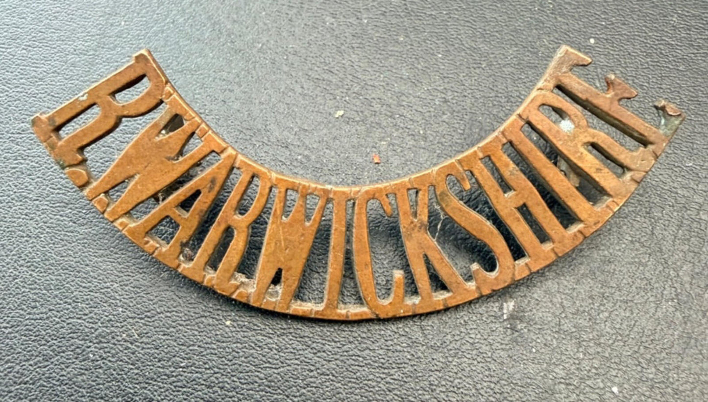 Royal Warwickshire Regiment Shoulder Title WW1 British Army Brass