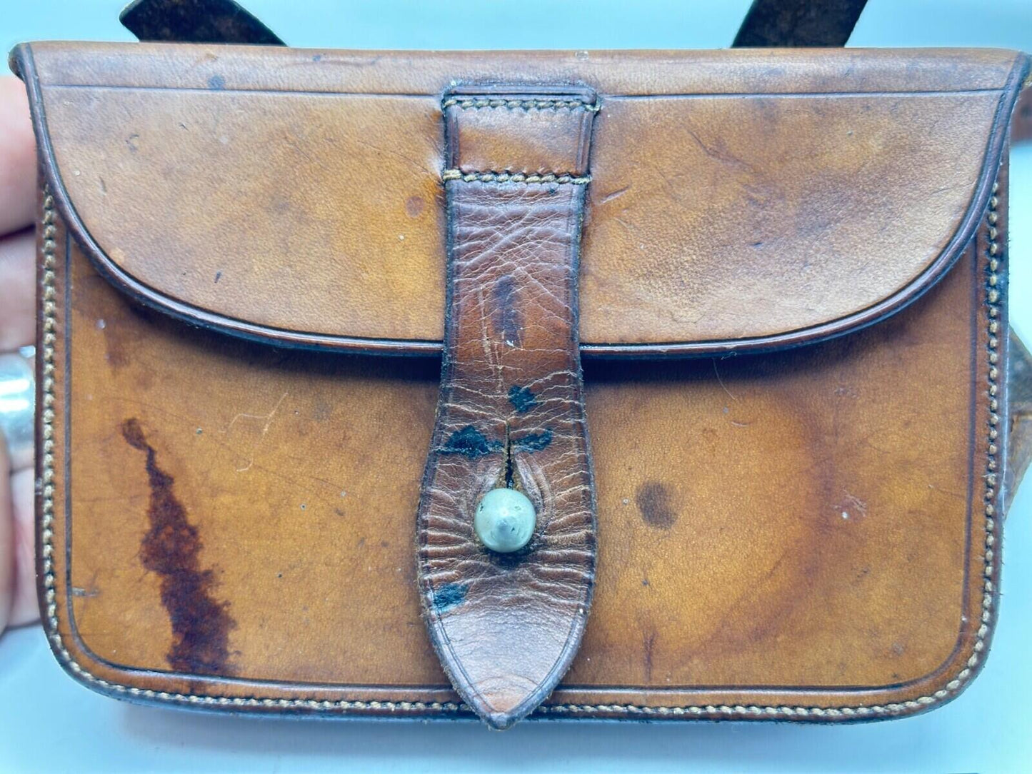 james Dixon Leather-Cased Saddle Fitting Sandwich Tin — Hunting Collectable