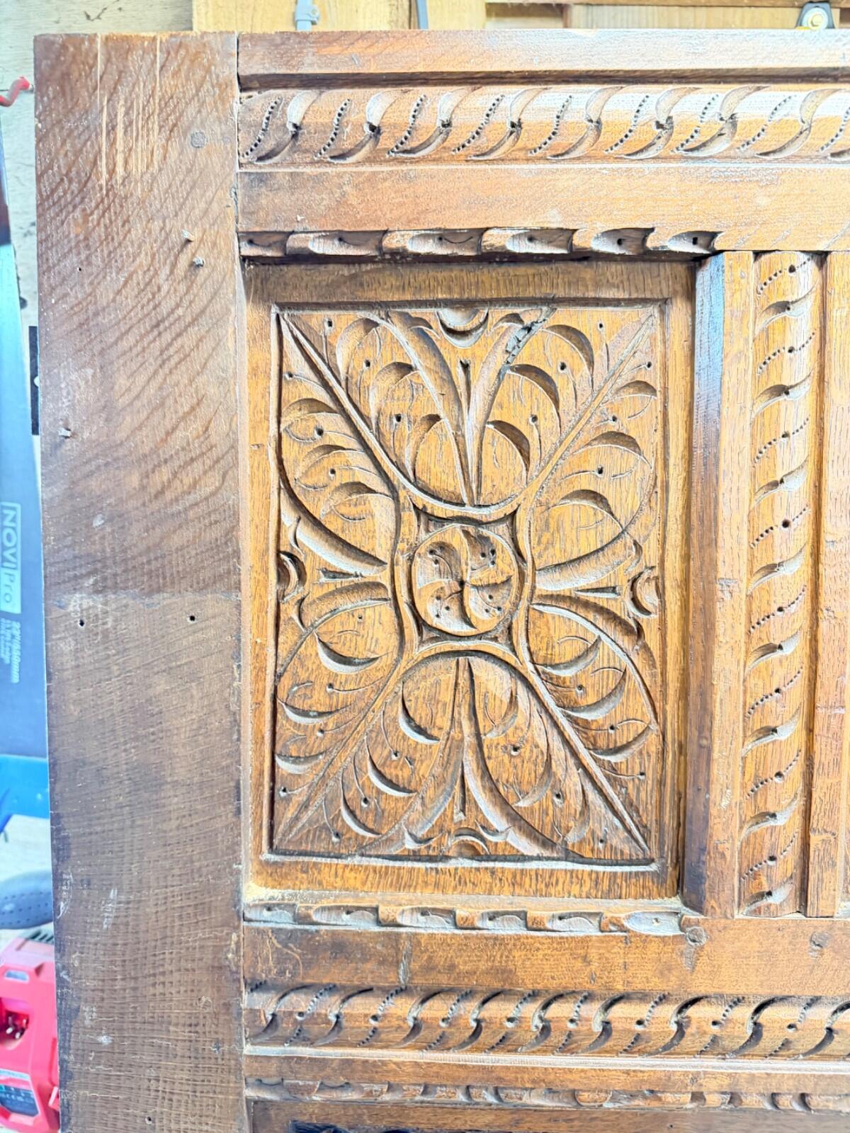 Rare 17th / Early 18th Century Hand Carved Oak Cabinet Doors Gothic Renaissance