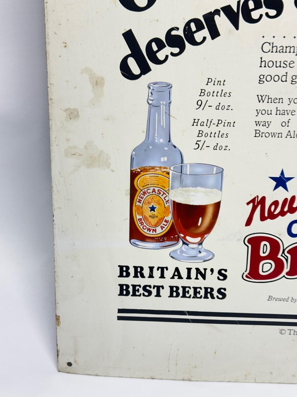 Vintage Newcastle Champion Brown Ale Metal Advertising Sign Britain’s Best Beers