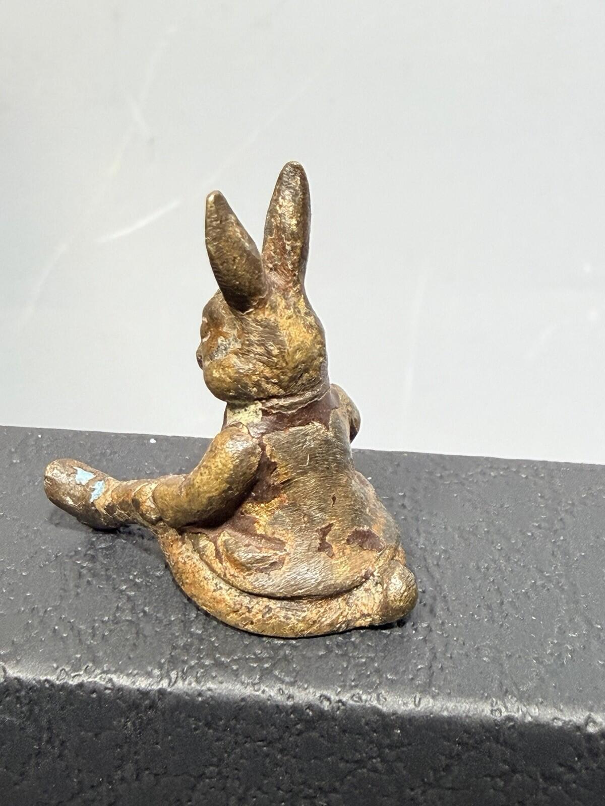 Benjamin Bunny Miniature Cold Painted Bronze Figure - Unsigned - Beatrix Potter