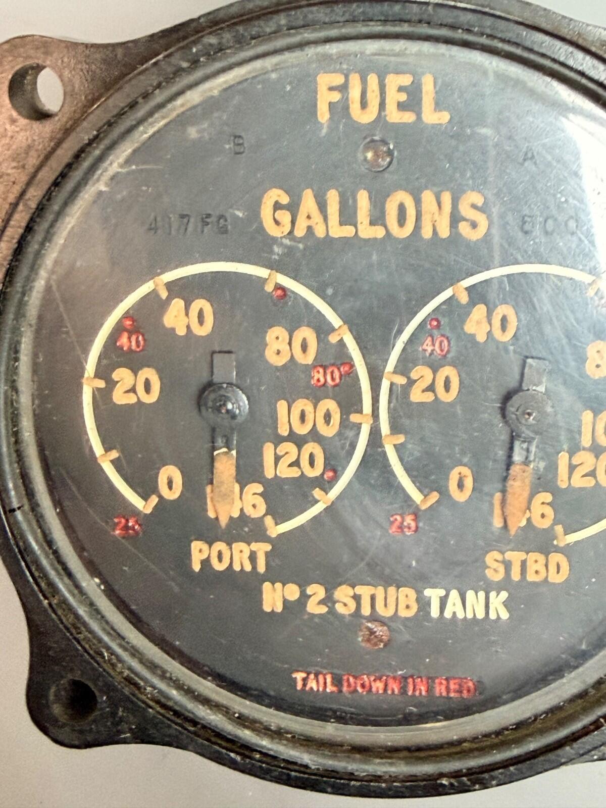 WWII RAF Aircraft Fuel Gauge Port Stbd Stub Tank Lancaster Mosquito Air Ministry