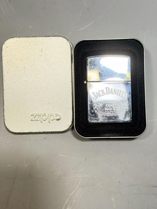 Zippo Jack Daniels Old No 7 Lighter w Case Chrome Bradford PA XVI