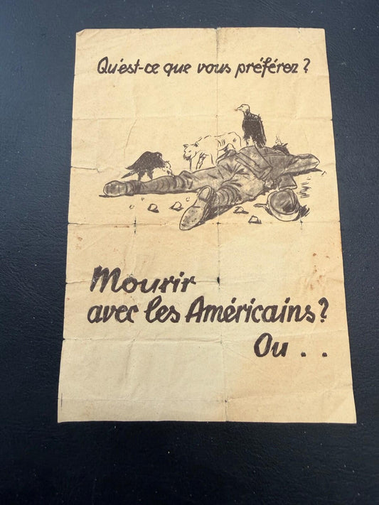 WW2 German Propaganda Leaflet France Occupation Anti-Allied Leaflet Rare Orig