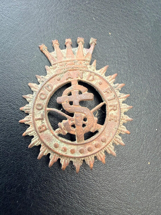 Antique Salvation Army Blood and Fire Badge Victorian Brass Religious Military