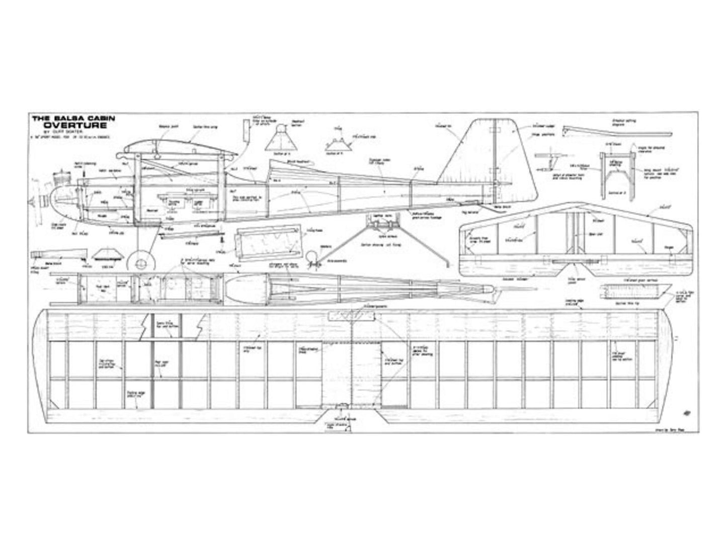 Cliff Goater “OVERTURE” — 56″ Balsa-Cabin Sport Plane Kit (New Old Stock / Vinta