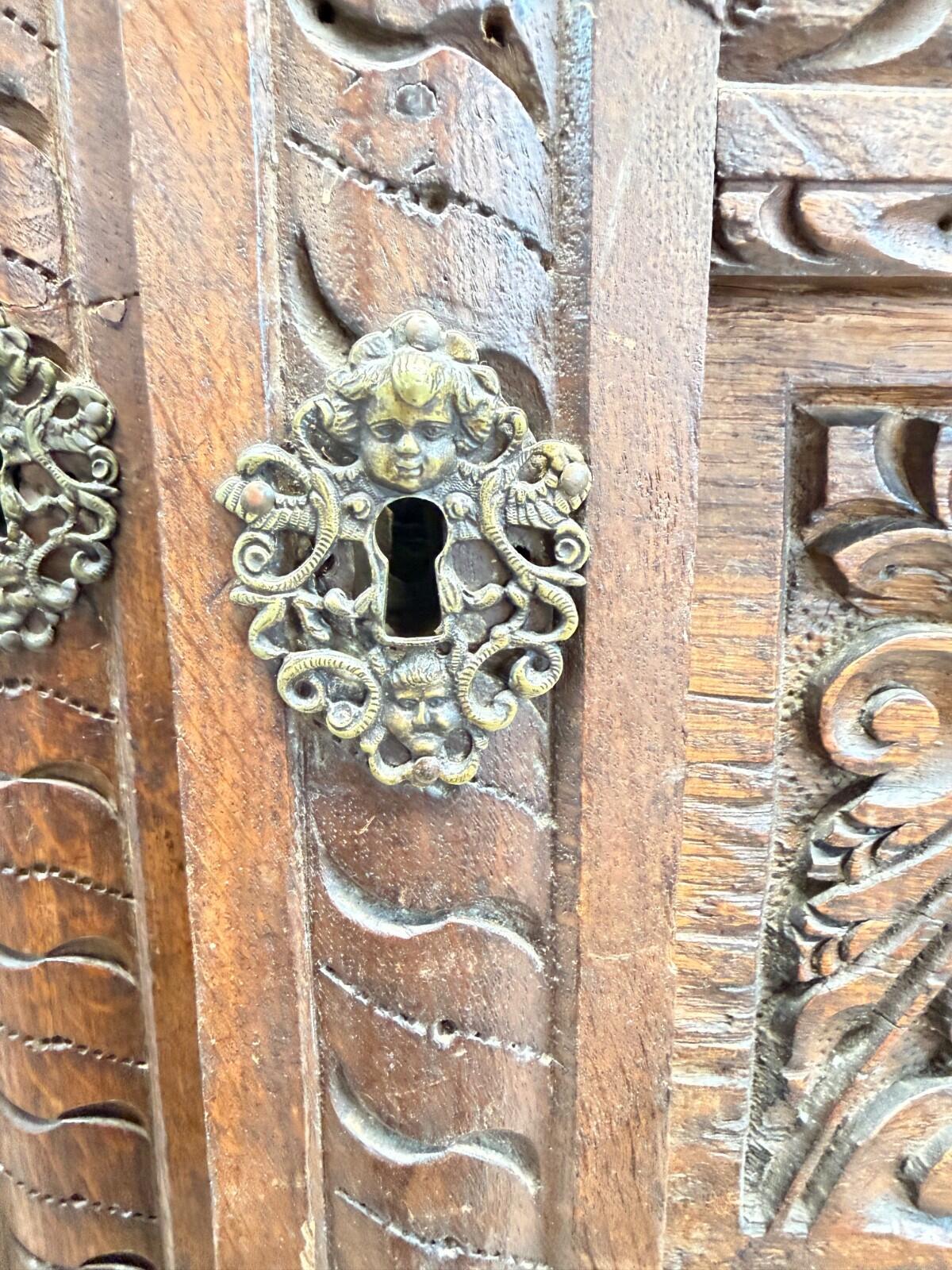 Rare 17th / Early 18th Century Hand Carved Oak Cabinet Doors Gothic Renaissance