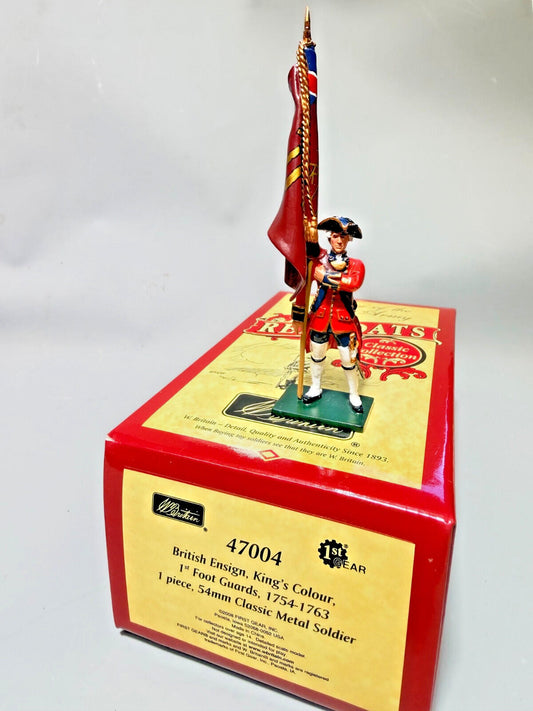 W.Britains #47004 REDCOATS ENSIGN kings COLOUR 1st  foot guard 1754 NOS