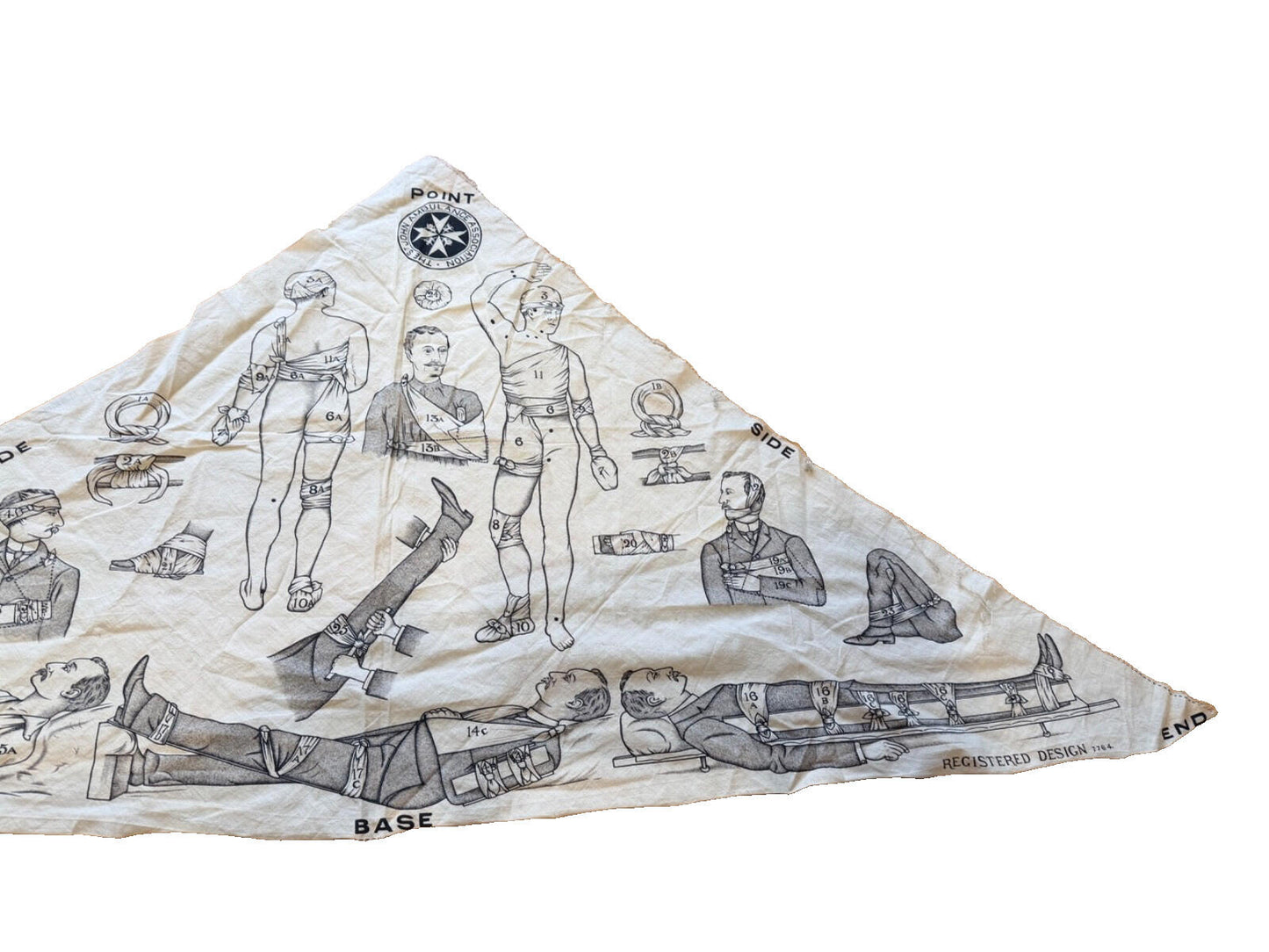 WW1 St John Ambulance Triangular Bandage Instruction Cloth First Aid Training