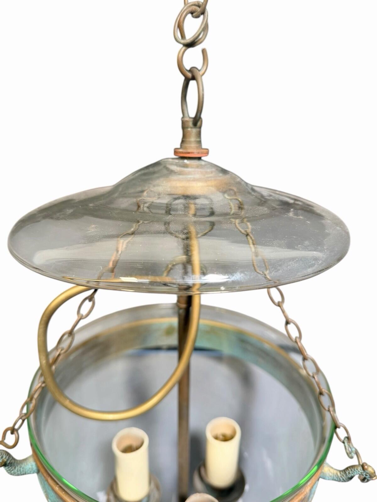 Antique Lantern Hundi Belgian Lamps Glass Bell Jar Suspendu lantern Hanging