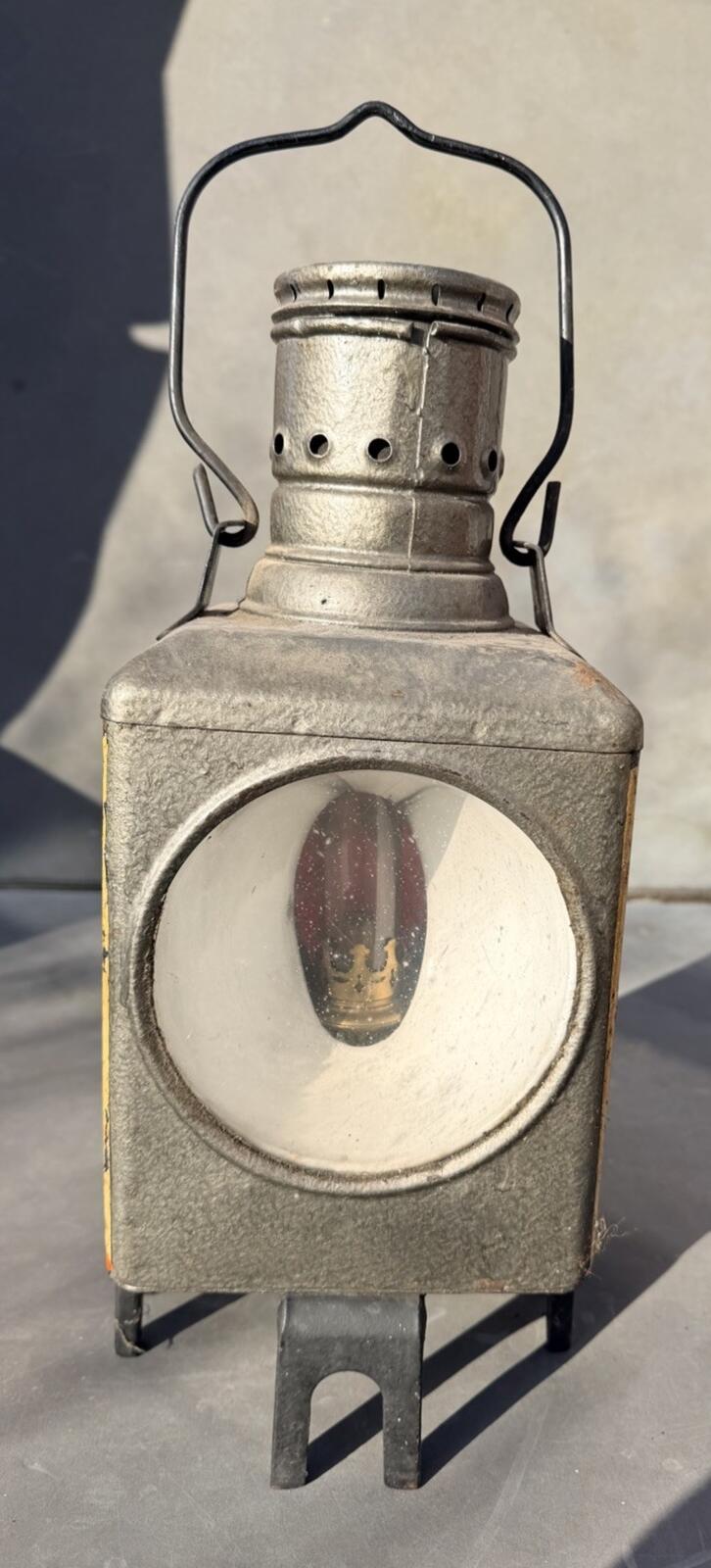 RAILWAY LANTERN GERMAN KOSMO KEROSENE LAMP Antique Complete With Burner & Flue