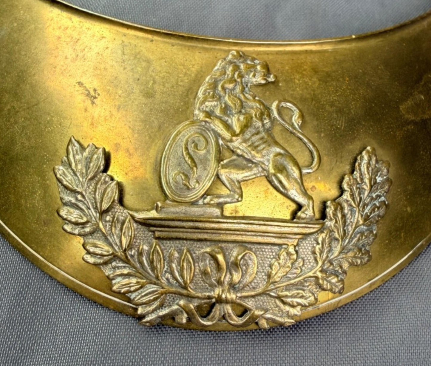 antique Belgian Military Gorget Lion Crest Maurice Journez Brussel