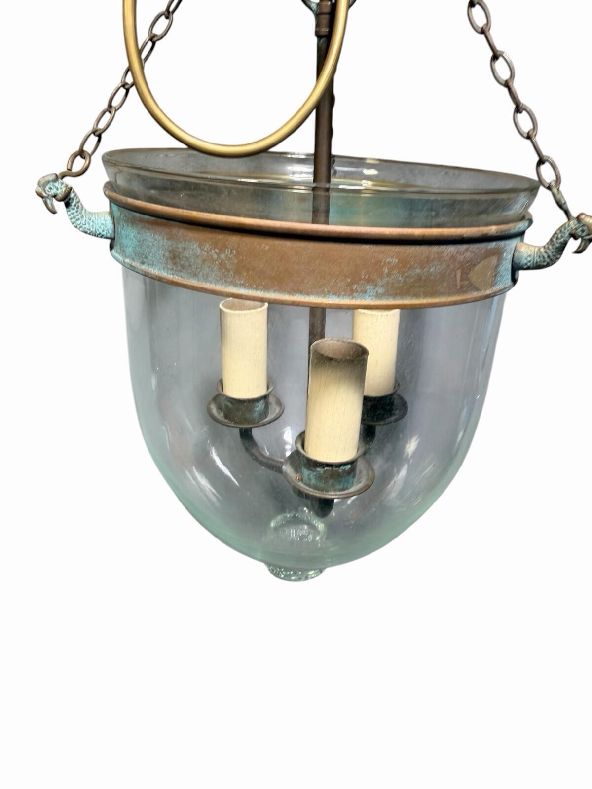 Antique Lantern Hundi Belgian Lamps Glass Bell Jar Suspendu lantern Hanging