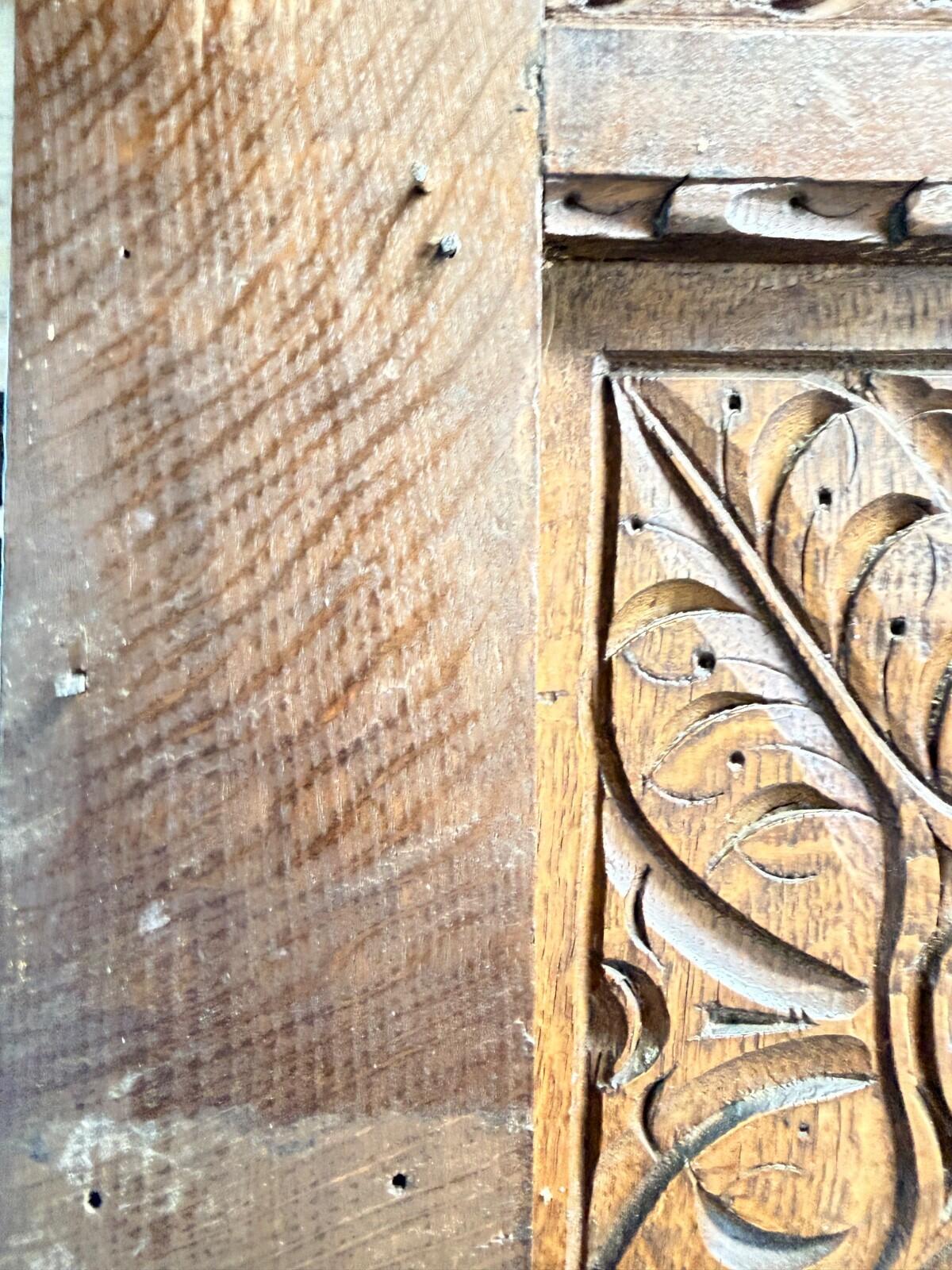 Rare 17th / Early 18th Century Hand Carved Oak Cabinet Doors Gothic Renaissance