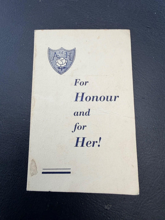 WW1 British “For Honour and For Her” Patriotic Leaflet Alliance of Honour