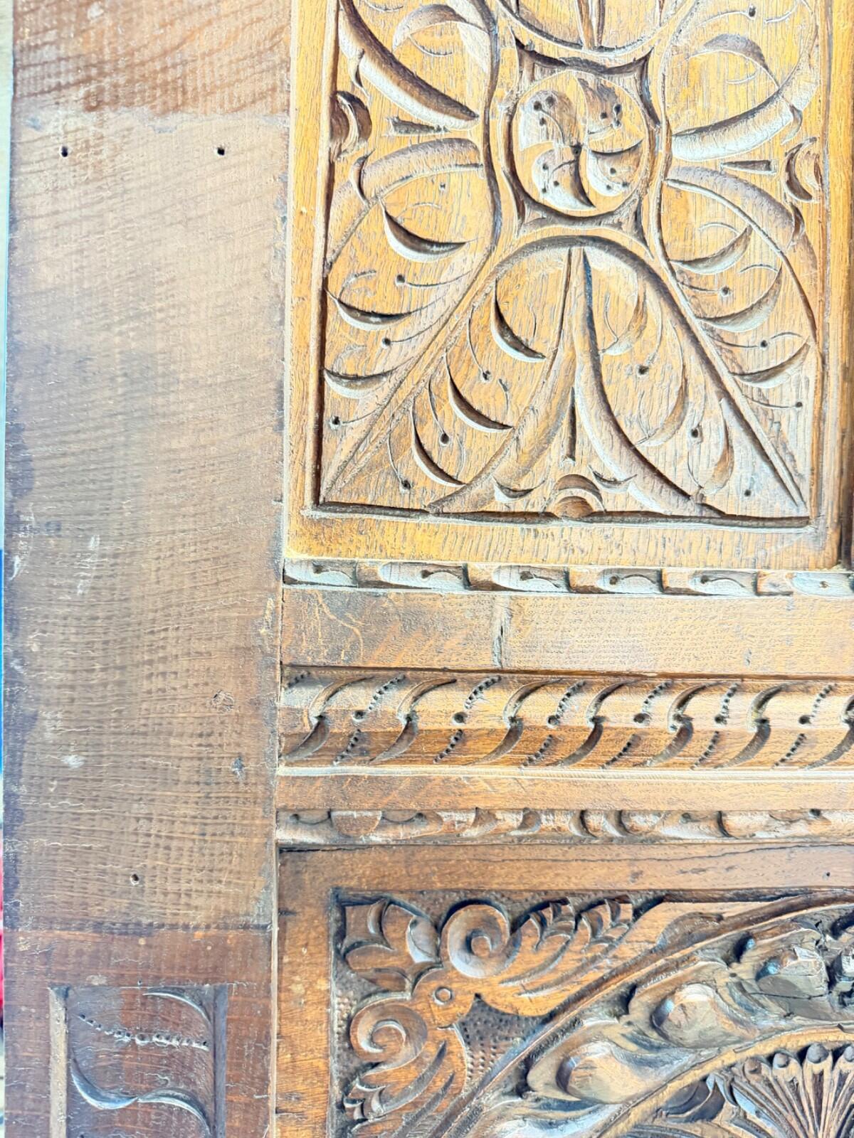 Rare 17th / Early 18th Century Hand Carved Oak Cabinet Doors Gothic Renaissance