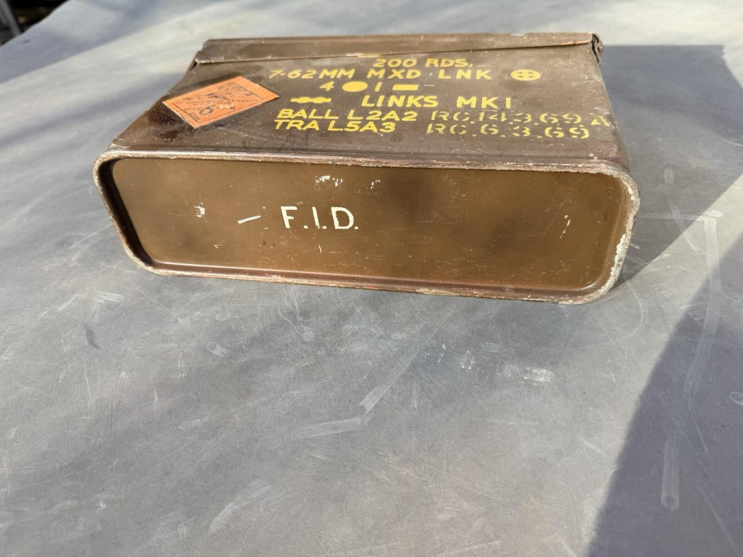 British Army 7.62mm  Cal Ammo Tin genuine item Original Paint 1970’s 200 Round