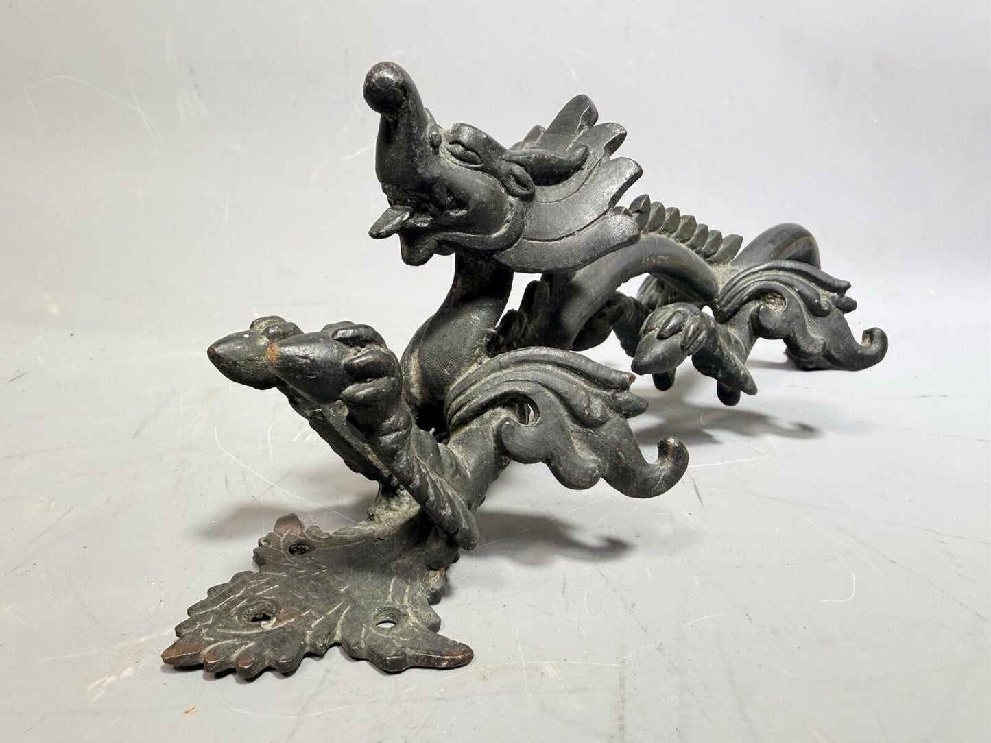 Antique Bronze Dragon Door Handle Pull Asian Style Architectural Salvage Large