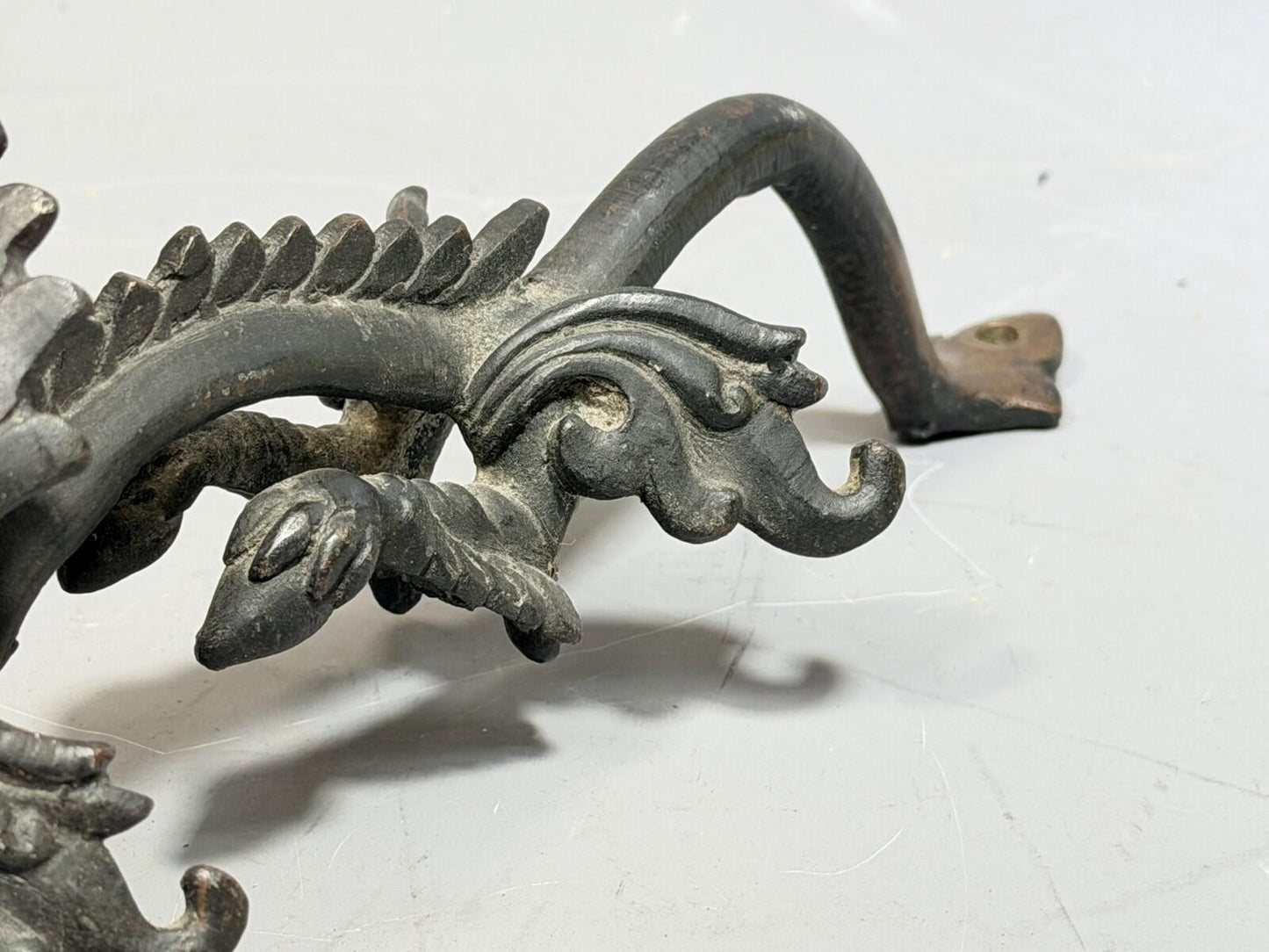 Antique Bronze Dragon Door Handle Pull Asian Style Architectural Salvage Large