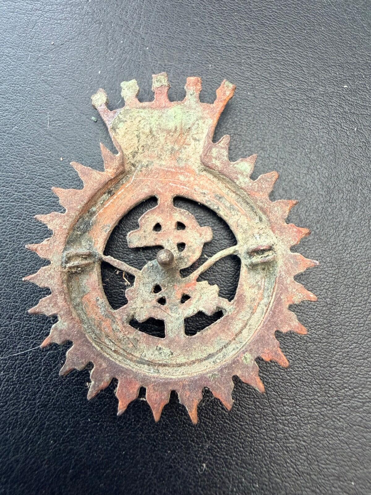 Antique Salvation Army Blood and Fire Badge Victorian Brass Religious Military