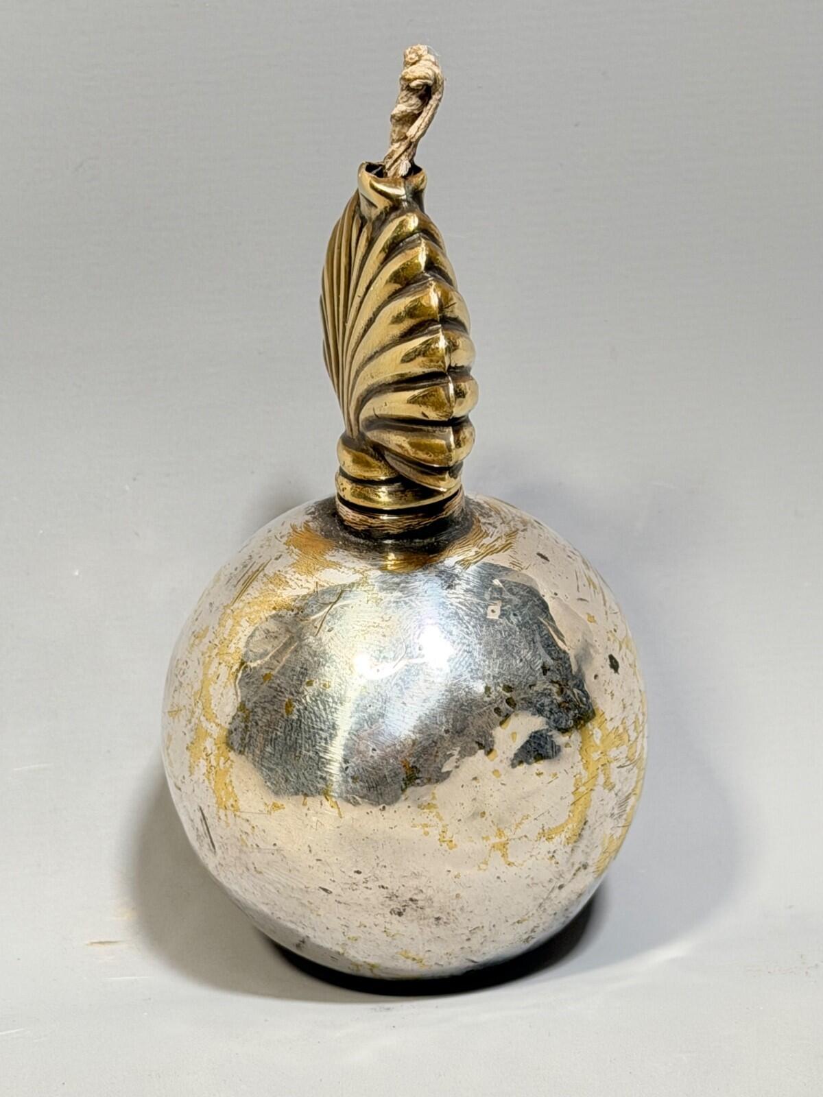 victorian Royal Artillery Flaming Grenade Table Lighter Brass silver plate