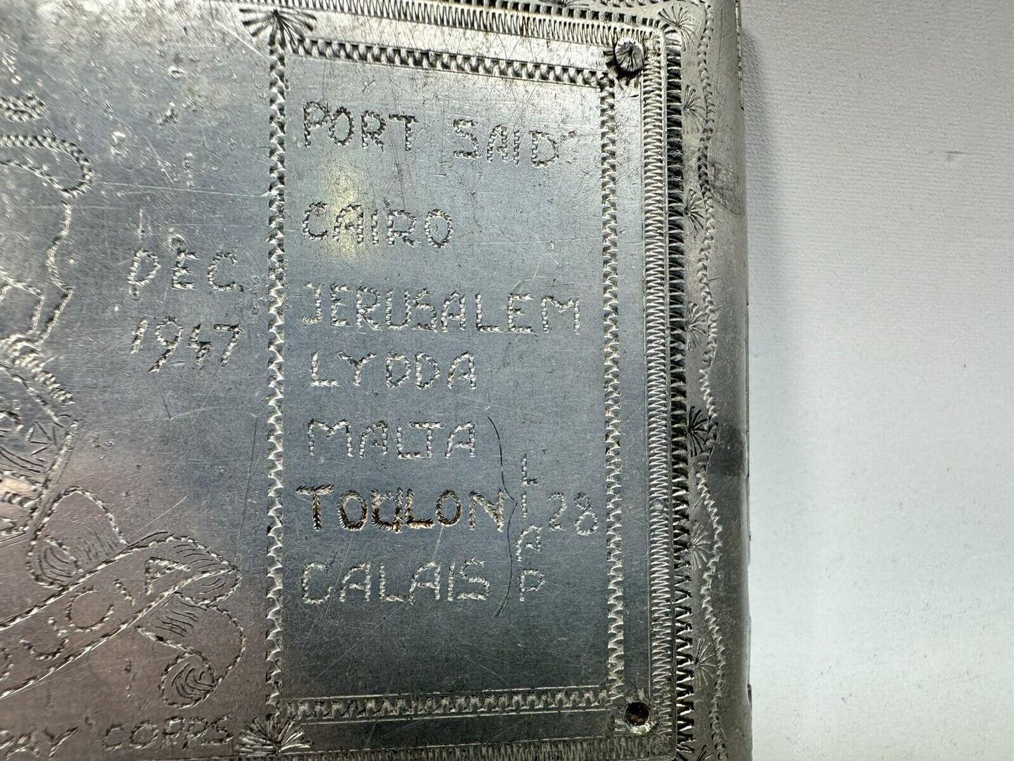 WW2 Trench Art Aluminium Cigarette Box Middle East prisoner of war