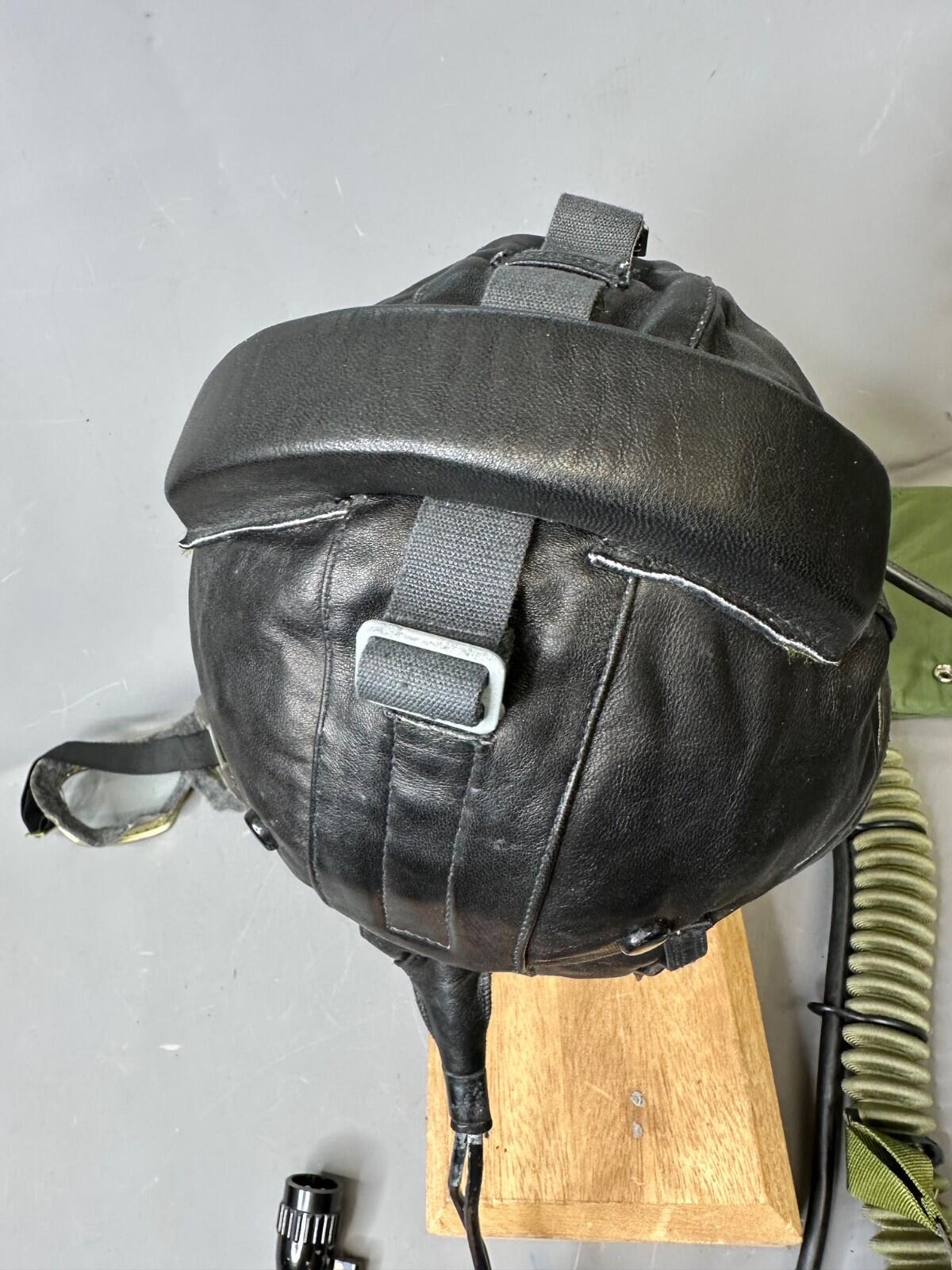 Cold War Soviet ShZ-82 Pilot Flight Helmet w/ Saphir Goggles & Oxygen Mask Sz 58