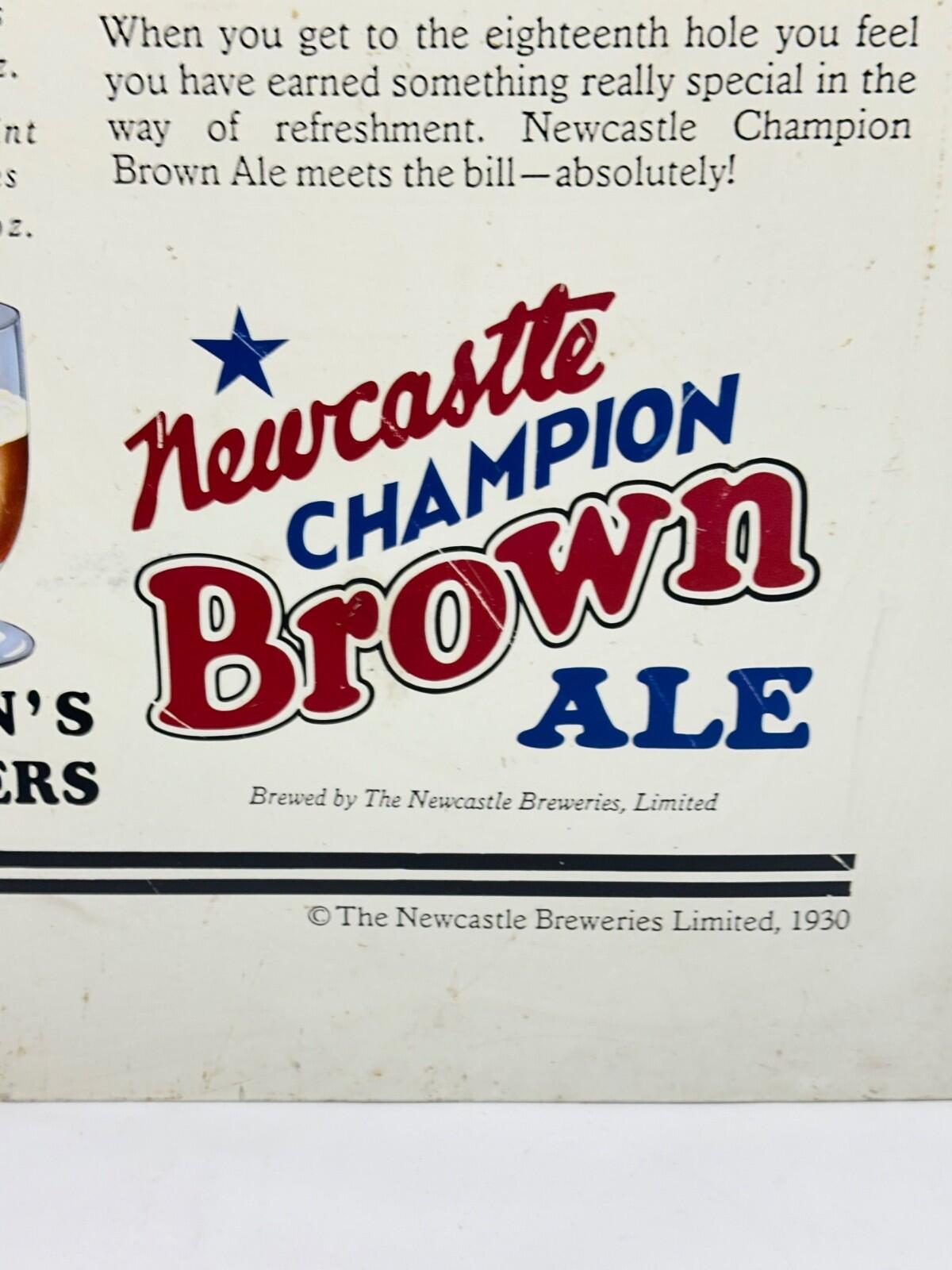 Vintage Newcastle Champion Brown Ale Metal Advertising Sign Britain’s Best Beers