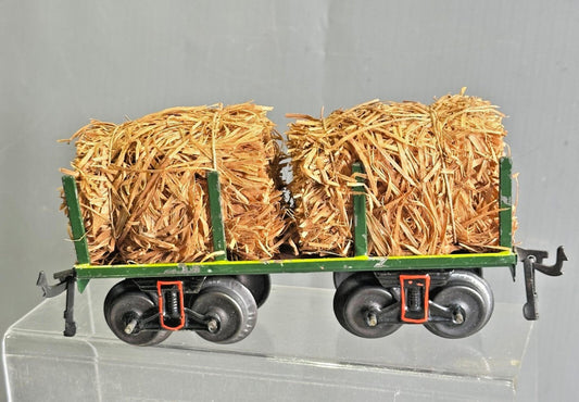 GEBRUDER BING O gauge double bogie 8 WHEEL  hay wagon with original hay stacks
