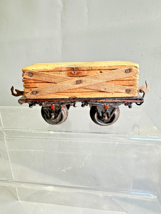 GEBRUDER BING O gauge log lumber wagon & timber original wood!  scarce C1920's