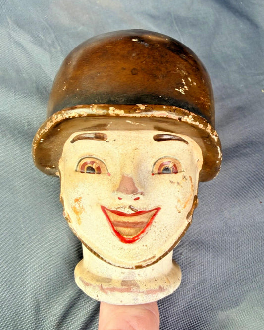 WW2 US GI Cloth Doll Head Ceramic soldier doll Vintage Military Figure Part