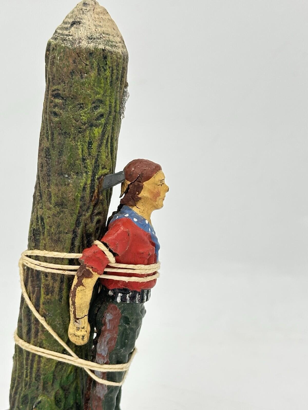 Elastolin Hausser German composite captured cowboy on post  6958 7CM SCALE