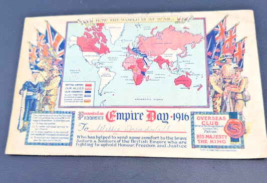 WW1 Empire Day 1916 Named Certificate British Empire Patriotic Award Card