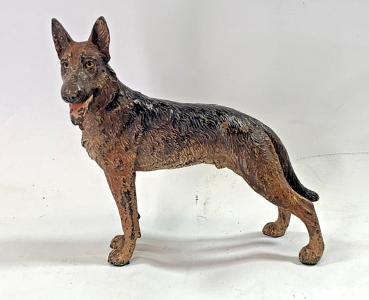 Cold Painted Vienna Bronze ALSATIAN  Dog Figure 5" BERGMAN attributed