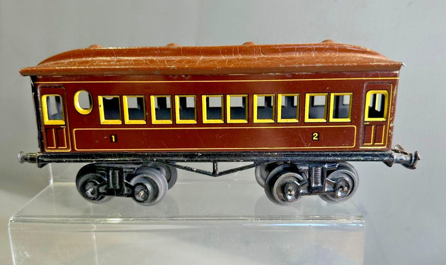 BING  TRAIN O gauge continental 2nd & 3rd class coach brown  pre war original