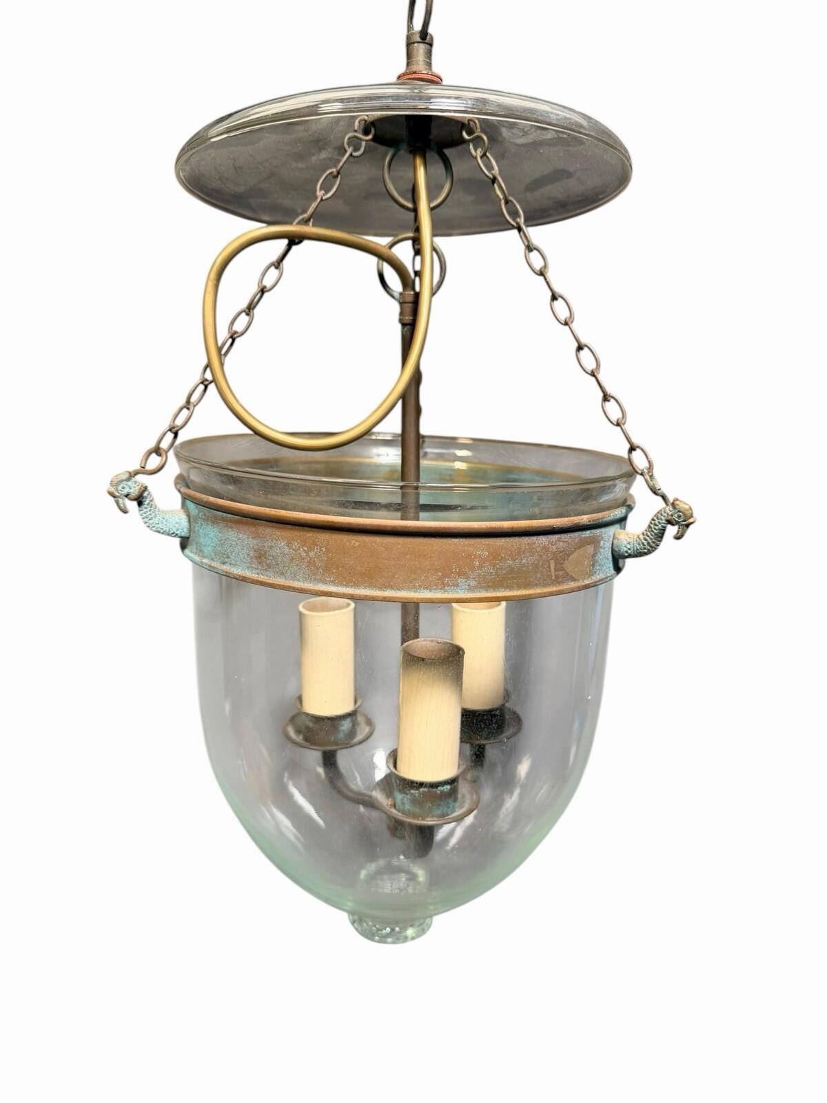 Antique Lantern Hundi Belgian Lamps Glass Bell Jar Suspendu lantern Hanging