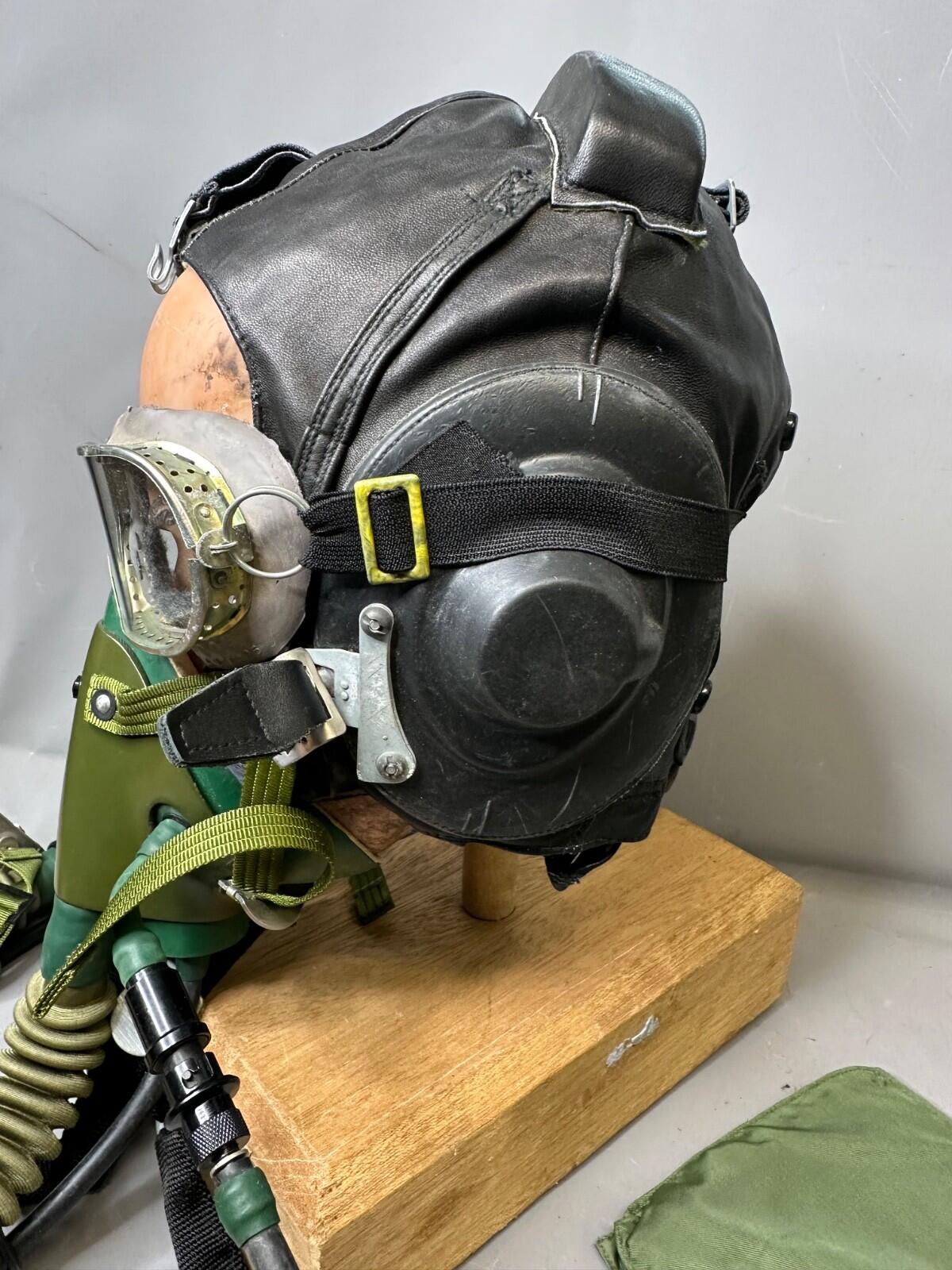 Cold War Soviet ShZ-82 Pilot Flight Helmet w/ Saphir Goggles & Oxygen Mask Sz 58