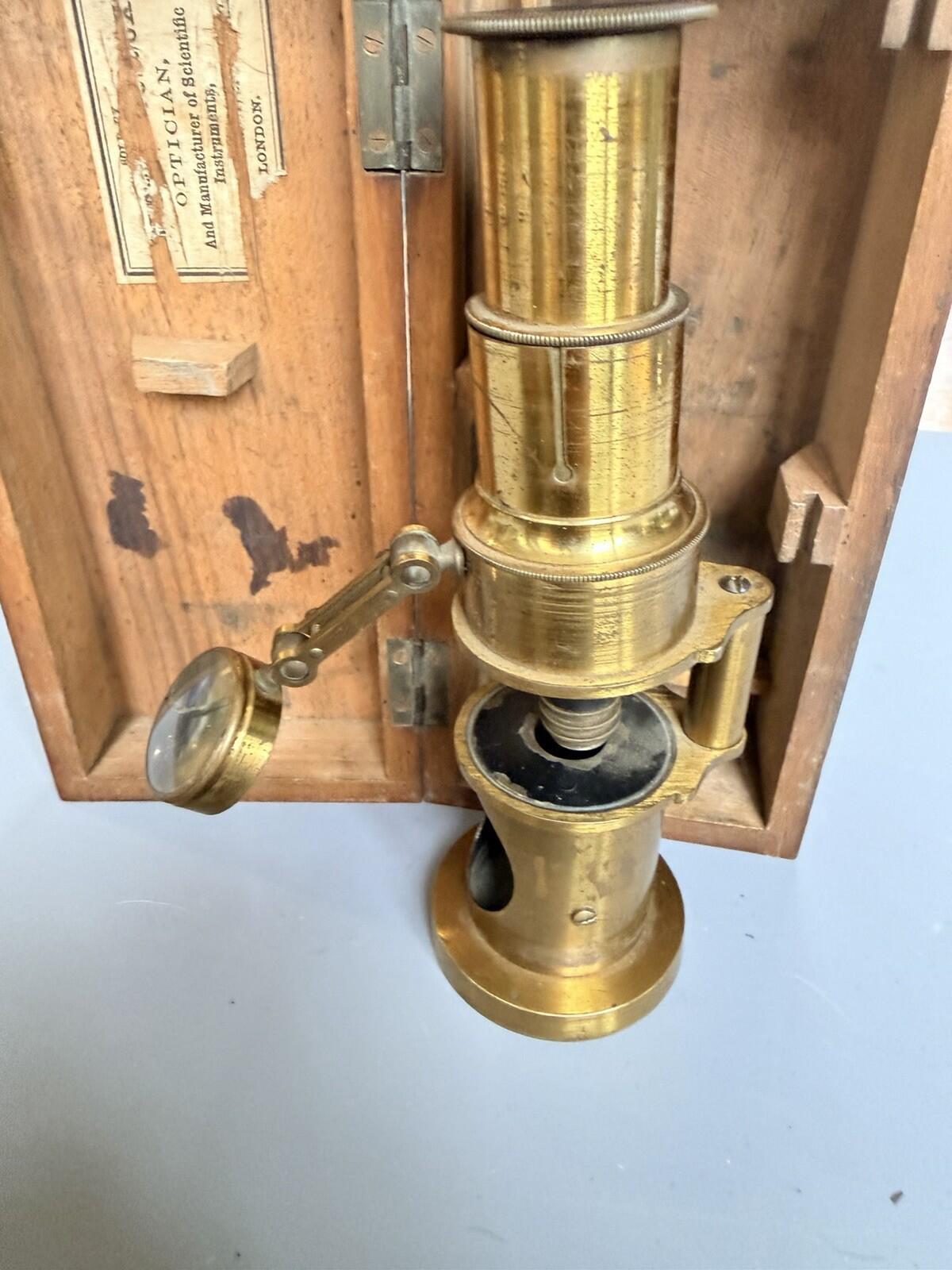 Victorian Brass Field Microscope London Optician Scientific Instrument