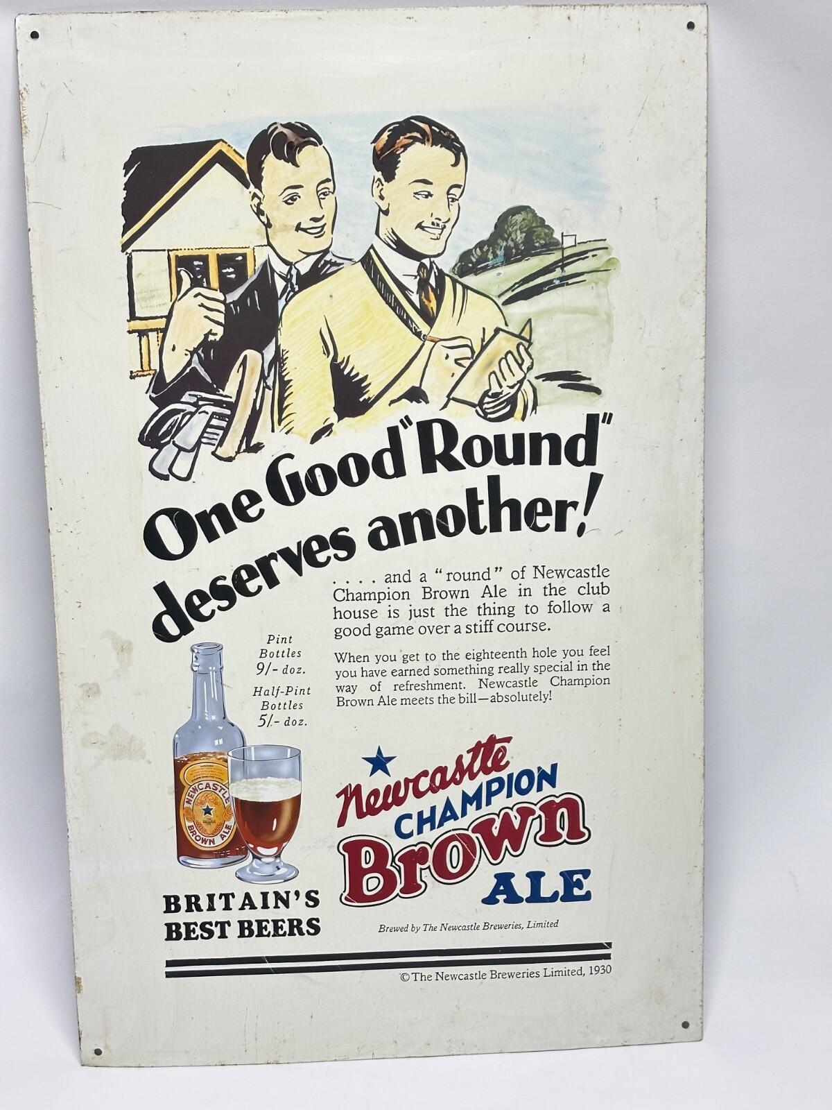 Vintage Newcastle Champion Brown Ale Metal Advertising Sign Britain’s Best Beers