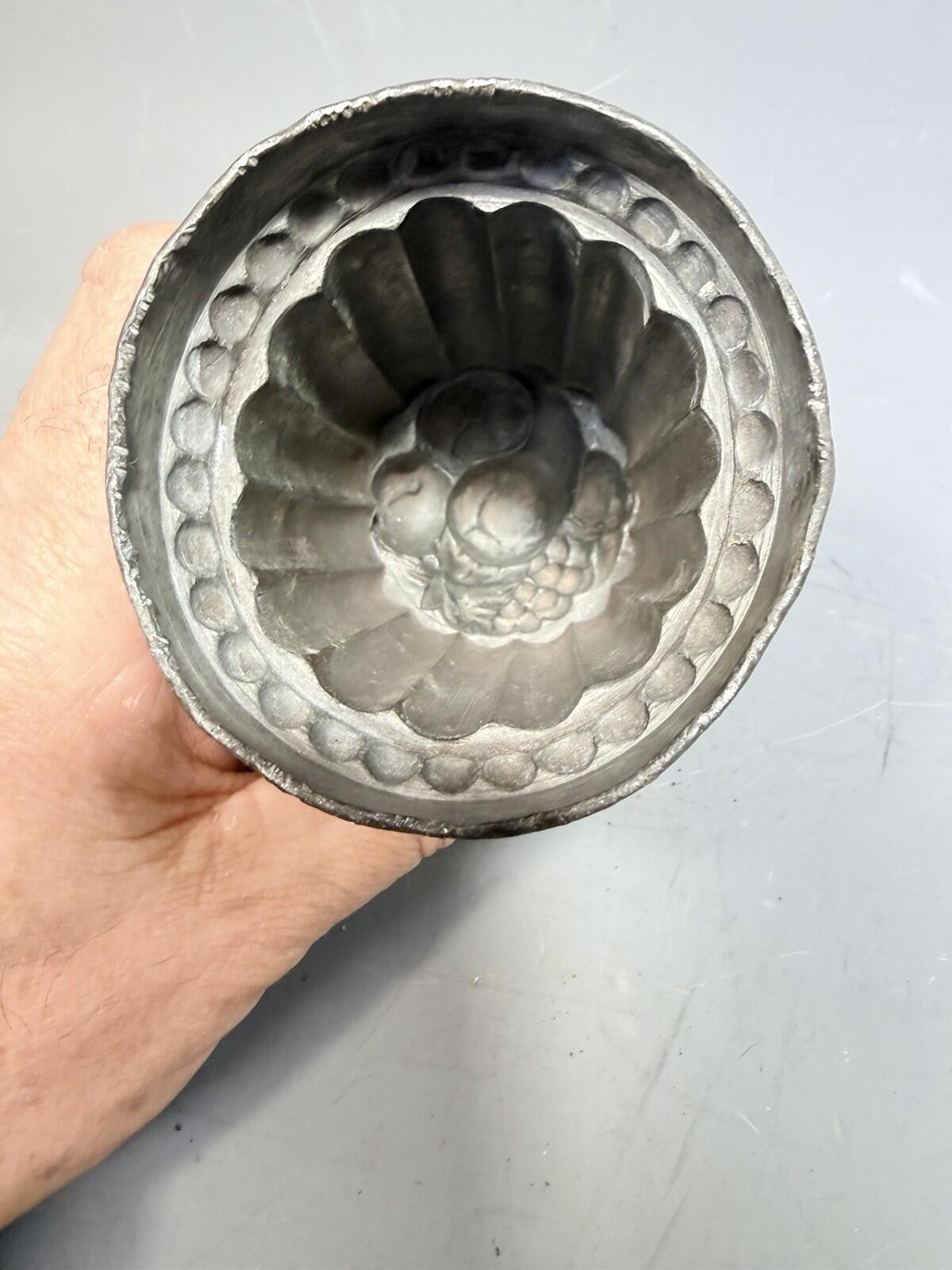 Antique Victorian Pewter Ornate Fancy Fruit Design Ice Cream Food Jelly Mould
