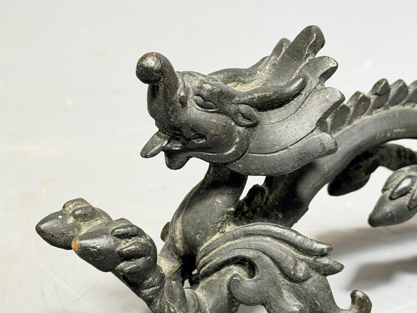 Antique Bronze Dragon Door Handle Pull Asian Style Architectural Salvage Large