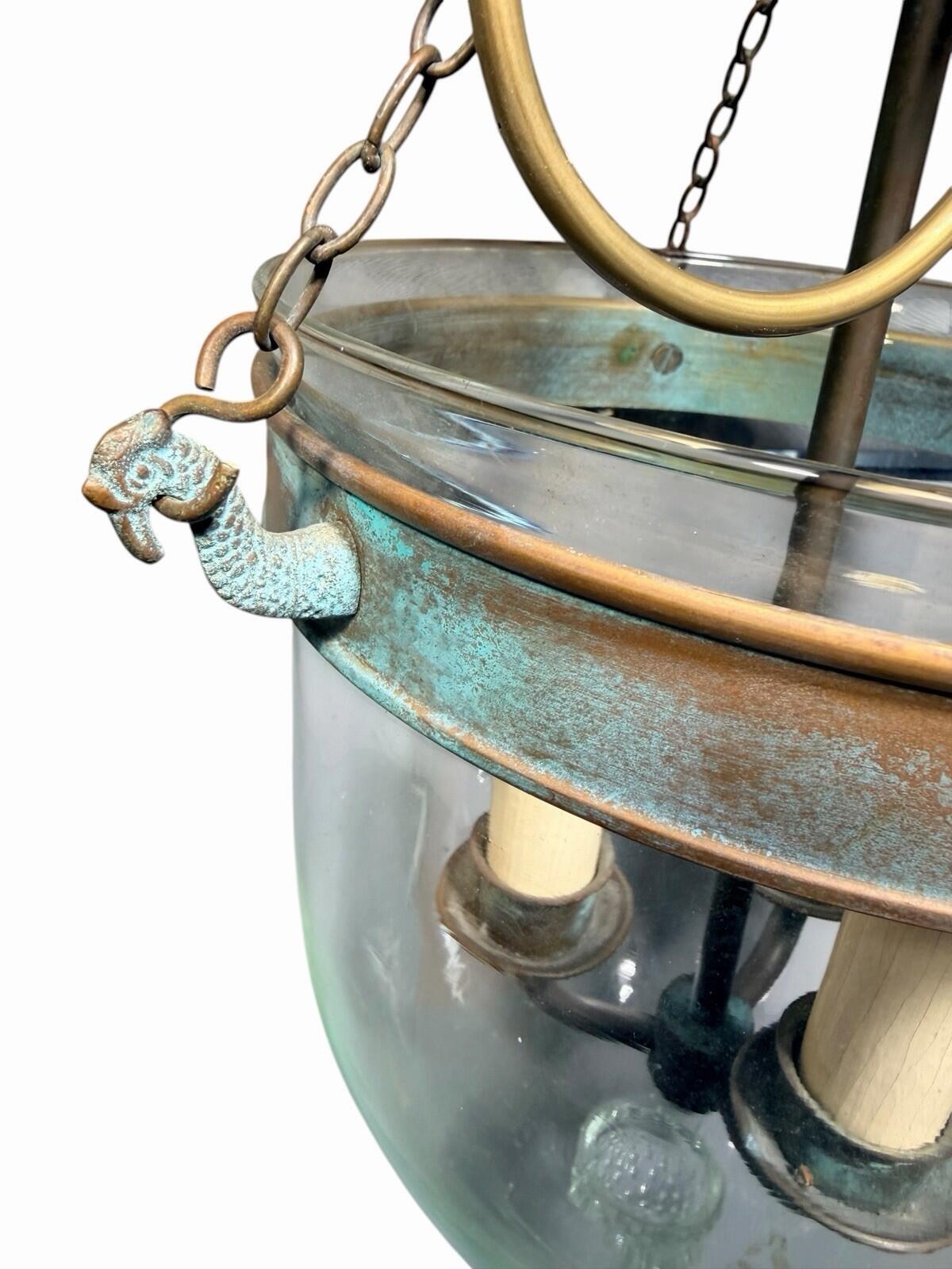 Antique Lantern Hundi Belgian Lamps Glass Bell Jar Suspendu lantern Hanging