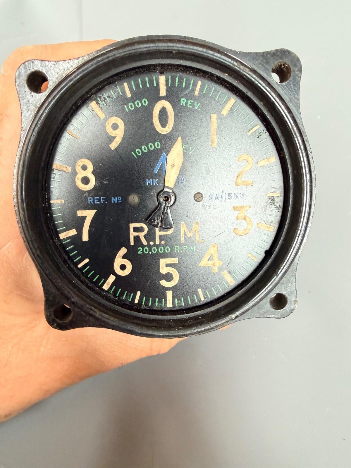 WWII RAF Lancaster Aircraft Tachometer RPM Gauge 6A/1559 Air Ministry MK IIA