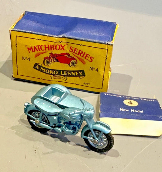 MATCHBOX SERIES A Moko Lesney product #4 TRIUMPH T110 & SIDECAR MINT BOXED