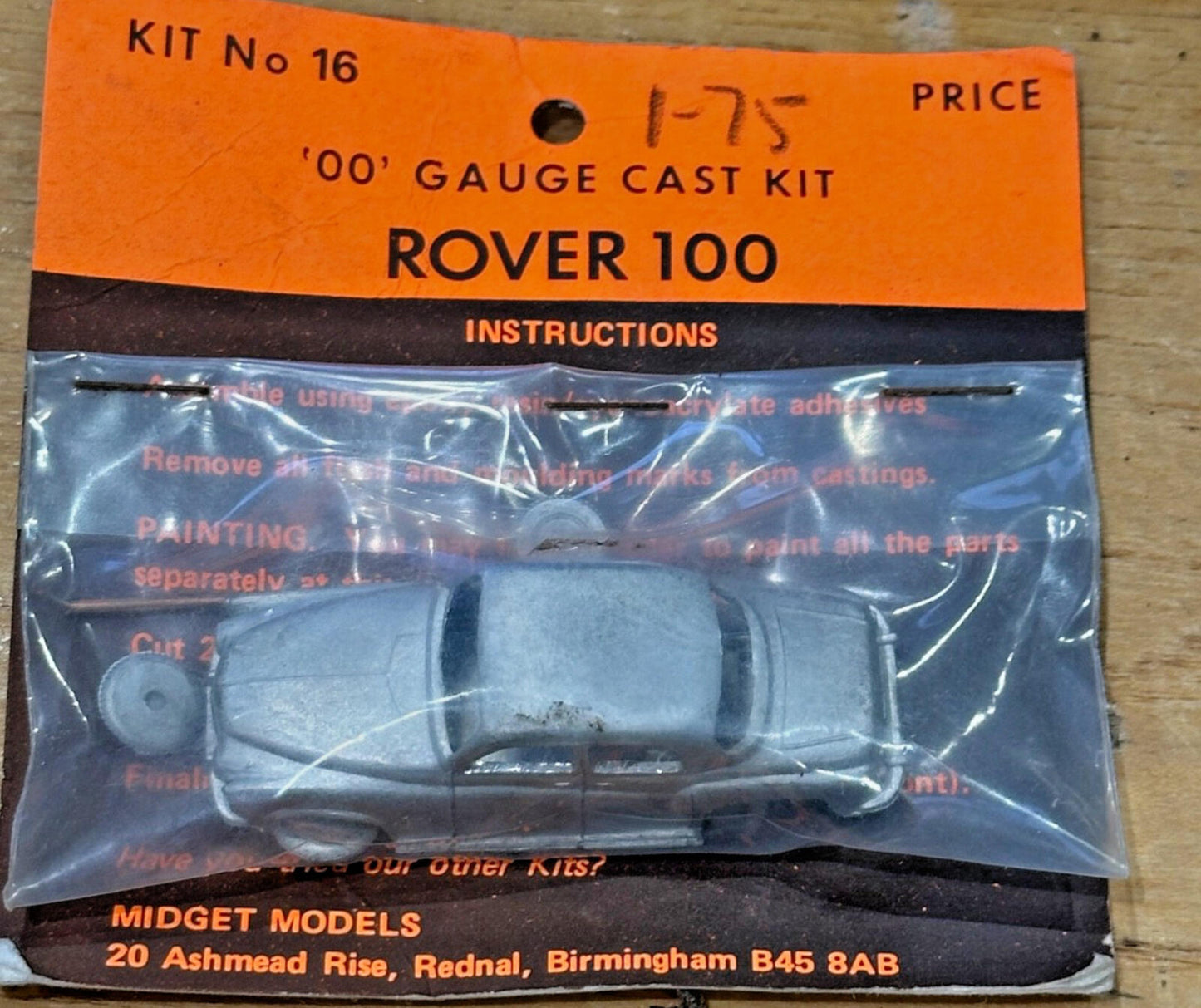 midget Models white metal model 1/76 00 ROVER 100 KIT NO 16 VINTAGE MANUFACTURE