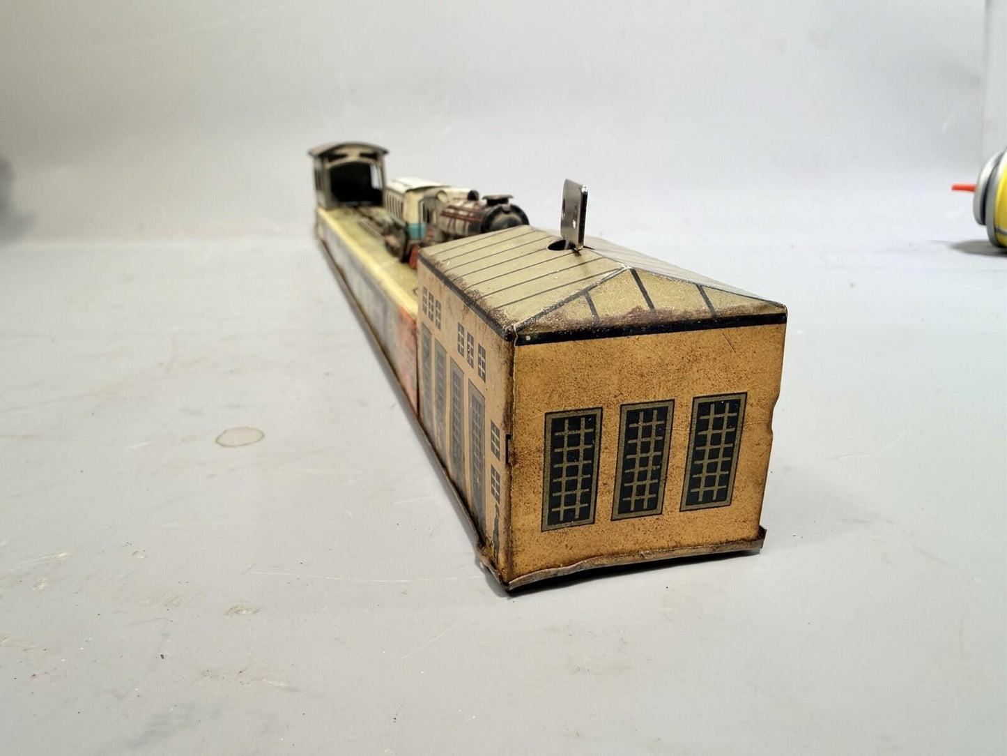 Arnold Wind Up Train Set Tinplate Station Track US Zone Germany 1940s Lithograph