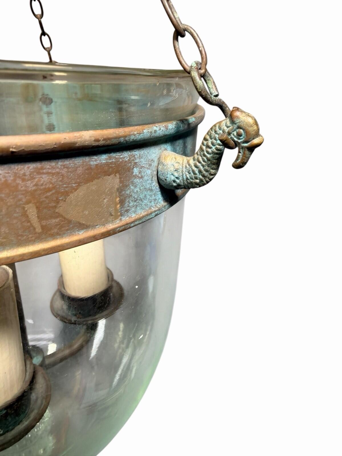 Antique Lantern Hundi Belgian Lamps Glass Bell Jar Suspendu lantern Hanging