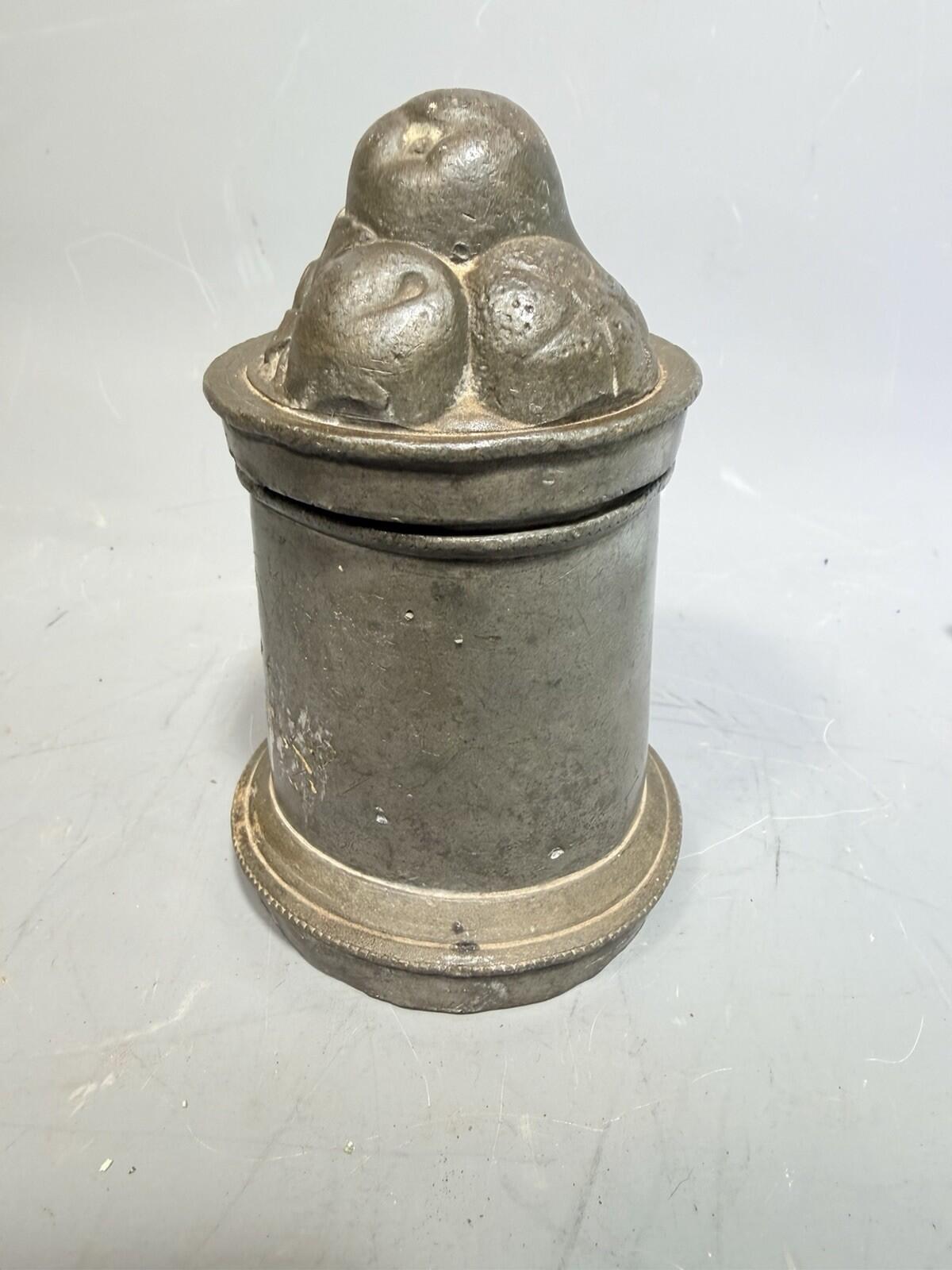 Antique Victorian Pewter Ornate Fancy Fruit Design Ice Cream Food Jelly Mould