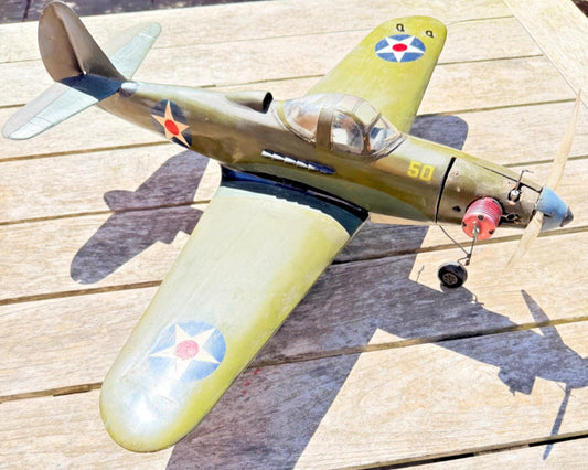 Vintage P-39 Bell Airacobra Line Control Model Plane WW2 US Fighter w/ Engine