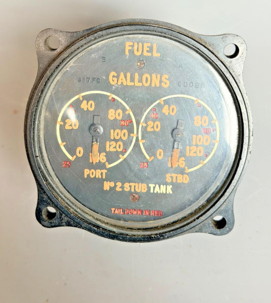 WWII RAF Aircraft Fuel Gauge Port Stbd Stub Tank Lancaster Mosquito Air Ministry